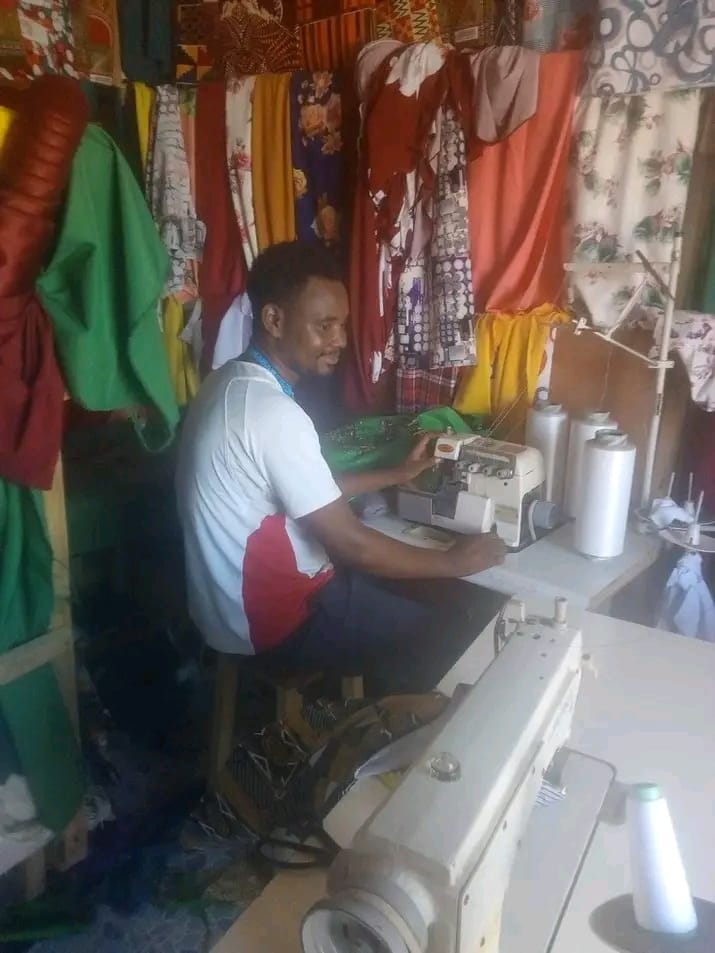 Alexandre in his textiles workshop